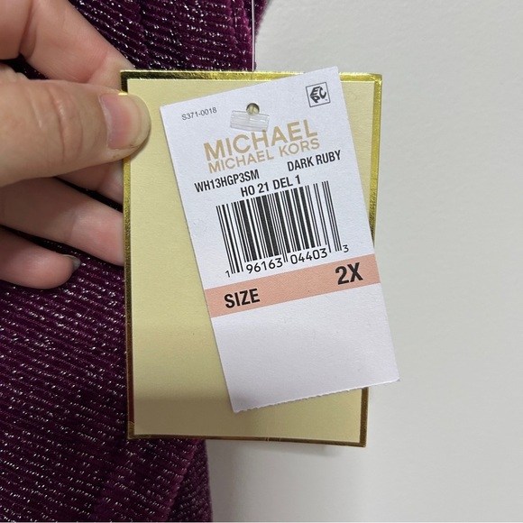 Michael Kors Women's Size 2X Purple Drawstring Jogger Pants Metallic Party Cool - Picture 4 of 13